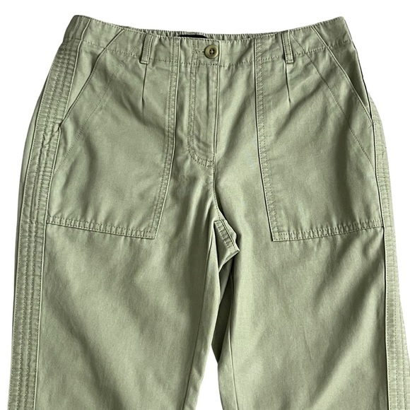 Talbots Slim Cargo Pants Women’s Size 2 Canvas Cotton Elastic Waist Green - Picture 4 of 10